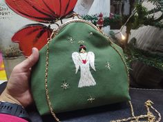 #christmasangelbag #xmasgift #cahinbag #embroideredbag Festive Embroidered Handheld Shoulder Bag, Embroidered Satchel Bag As A Gift, Embroidered Satchel Bag For Gift, Embroidered Green Shoulder Bag As Gift, Embroidered Green Shoulder Bag For Gift, Embroidered Satchel Bag, Rectangular Bags With Machine Embroidery For Gifts, Elegant Green Embroidered Shoulder Bag, Festive Green Embroidered Bag