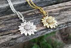 This cute, detailed sunflower necklace would make a great gift. The sunflower comes in gold or silver. The flower measures 3/4 inch and you can choose the length of the necklace. This would make a great gift for a birthday, an anniversary, Christmas or any other occasion. All jewelry items come in a gift box. Anniversary Gold Jewelry With Sunflower Design, Gold Sunflower Necklace For Gift, Elegant Sunflower Design Necklaces For Gift, Elegant Sunflower Design Necklaces As Gift, Elegant Necklaces With Sunflower Design For Gifts, Elegant Sunflower Design Necklace For Gift, Sunflower Jewelry For Anniversary And Mother's Day, Sunflower Design Jewelry For Mother's Day Anniversary, Sunflower Design Flower Pendant Jewelry Gift