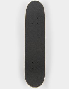 a black skateboard on a white background with no image in the bottom right corner