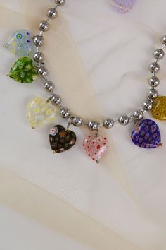 Italian Glass Hearts Stainless Silver Length: 18" 100% Handmade With 100% JOY Glass Hearts, Heart To Heart, Storing Cookies, Glass Heart, Free Giveaway, Heart Necklace, Statement Necklace, Charm Bracelet, Beads