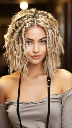 Hairstyle With Twist Braids, Dreadlock Bob Hairstyles, Woman Braids Hairstyles, Box Briads, Hair Braids Styles, Dreads Blonde, Braids Bob Style, Blonde Knotless, Braided Bob