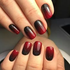 Dark Cherry Red Nails 24 Ideas: Add a Touch of Glamour to Your Style - women-club.online Sns Nails Designs, Black Ombre Nails, Red Gel Nails, Unghie Sfumate, Dark Red Nails, Nails Dark, Sns Nails, Nails Ombre