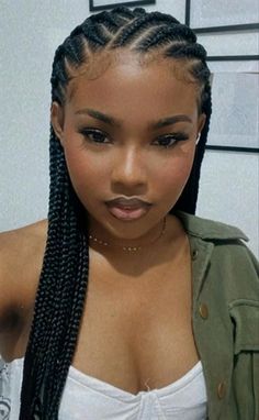 8-10 Feeder Braids, Braids Easy Black Women, Two Cornrow Braids Black Women, Easy Twists Natural Hair, Stitch In Braids, Quick Braid Styles Black Hair Simple, Cornrows With Knotless Box Braids, Feedins Braids For Black Women, Corn Rolls Braids Hairstyles Cornrows