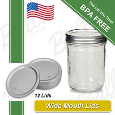 12oz wide mouth mason jars with lids for lip bales or straw tops - free shipping