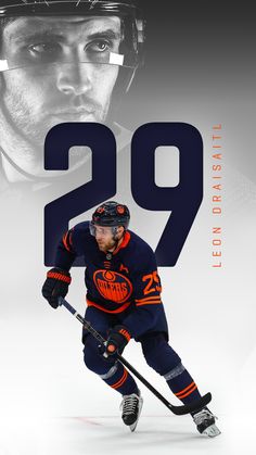 an image of a hockey player with the number 29 on it's jersey and helmet