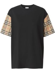 black/archive beige cotton Vintage Check pattern check-print sleeves round neck drop shoulder short sleeves straight hem Bougie Closet, Burberry Blouse, Burberry Crop Top, Darius Garland, Burberry Top, Burberry Tops, Burberry Inspierd Shirt, Check Tops, Burberry T Shirt