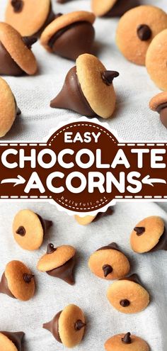 Chocolate Acorns, thanksgiving desserts, fall recipes Nilla Wafer Acorns, Chocolate Acorns Hershey's Kisses, No Bake Finger Desserts, Thanksgiving Kid Desserts Easy, Fall Treats No Bake, Thanksgiving Chocolate Dessert Ideas, Mini Desserts Thanksgiving, Easy Holiday Treats Thanksgiving, Preschool Thanksgiving Treats