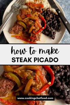 how to make steak picadio with black beans and peppers