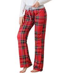 Great for loungewear, nightwear, sleepwear, home bedroom, daily wear.This loungewear pajamas pants for women is constructed of elastic waist and wide leg, make it convenient to take on/off, make you pretty and comfortable all day.Featuring solid color,stretchy fabric and palazzo pants design, soft and comfortable make you feel cozy all night, enjoy a comfortable sleep and sweet dream.No matter the cozy bedtime, casual home relax, laze afternoon, comfy bath, the soft and lightweight women's sleep Red Relaxed Fit Sleepwear For Bedtime, Red Relaxed Fit Sleepwear For Pajama Party, Red Relaxed Fit Sleepwear For Home, Comfortable Red Sleepwear For Loungewear, Comfortable Red Bottoms With Elastic Waistband, Christmas Bedtime Long Bottoms, Christmas Loungewear Long Pants, Red Sleep Pants With Elastic Waistband, Red Relaxed Fit Bottoms For Lounging