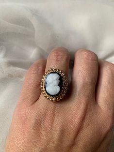 Beautiful Victorian 14K Gold Onyx Cameo Ring. The Cameo features a women's profile, it is beautifully carved with gorgeous details. This ring can be resized upon request. Boudoir Vintage offers a resize service free of charge. US size: 7 Weight: 5.6 grams Diameter Length: 1 inch Excellent vintage conditions. Thank you for visiting Boudoir Vintage! Please feel free to contact me for further information or photos. I offer international shipping. Your item will be packed with extreme care and will Female Profile, Cameo Ring, Gold Ring, Statement Rings, Onyx, 1 Inch, Gold Rings, Gemstone Rings, Size 7