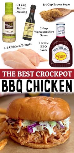 an advertisement for the zesty crockpot bbq chicken sandwich