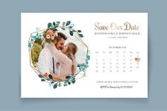 a save the date card with an image of two people hugging and holding each other