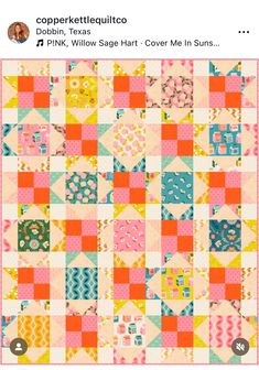 a quilt pattern with different colors and patterns