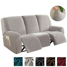 an image of a couch that is in different colors and sizes with the cover pulled down