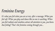 the words feminine energy are written in black ink on a white background with an image of a