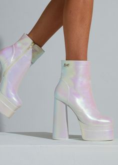 Felicity Mini Boot - Sparkl Fairy Couture Iridescent Design, Product Development Process, Prom Heels, Stepping Out, 60s Fashion, Formal Attire, Retro Chic, Designer Boots, Platform Boots