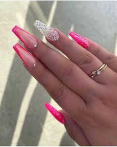 Unghie Sfumate, Glamour Nails, Long Acrylic Nails Coffin, Sparkly Nails, Classy Nails, Fancy Nails, Dope Nails