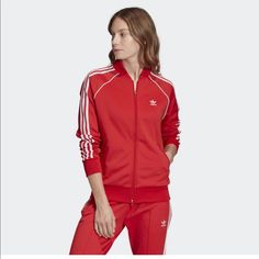 Red Adidas Tracksuit, Adidas Track Jacket, Adidas Originals Women, Red Adidas, Junior Outfits, Guess Jeans, Adidas Online, Jackets Online, White Adidas