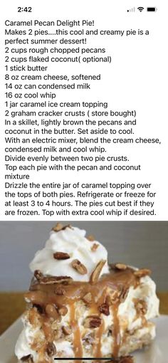 the recipe for caramel pecan delight pie