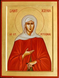 an icon of saint xsenia of st petersburg