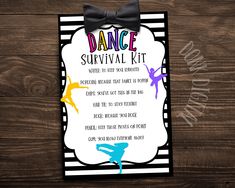 a dance survival kit on a wooden table