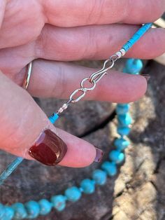 Beautiful Blue Turquoise Round Bead Necklace. Measuring 16 inches long. Navajo Crafted. Great by itself or layered with your favorites. Due to the item being handmade stones will vary.Thank you for looking at our items. Please contact us if you have any questions.bin17.5 Round Bead Necklace, 16 Inch Necklace, Blue Turquoise, Silver Blue, Bead Necklace, Turquoise Blue, Infinity Bracelet, Beautiful Blue, Round Beads