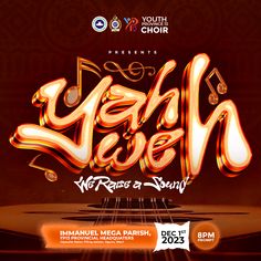 the poster for youth choir's upcoming show, gesh leeh with an electric guitar