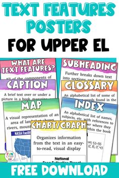 text features posters for upper el students