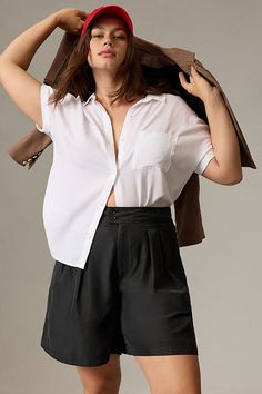 Responsibly made: 100% Tencel lyocell Front patch pocket Button front Machine wash Imported | Breezy Buttondown Blouse by Cloth & Stone in White, Women's, Size: 1 X, Lyocell/Tencel at Anthropologie Effortless Everyday Blouse With Pockets, Effortless Button-up Blouse With Rolled Sleeves, Chic Business Casual Tops With Pockets, Button-up Tops With Pockets For Daywear, Effortless Tops With Pockets For Daywear, Buttoned Pockets Blouse With Shirttail Hem, Blouse With Pockets And Shirttail Hem For Daywear, Daywear Blouse With Pockets And Shirttail Hem, Everyday Blouse With Shirttail Hem And Pockets