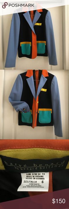 Harve benard Wool -viscose colorful jacket New without the tags Harve Benard Jackets & Coats Utility Jackets Colorful Jacket, Utility Jacket, Jackets & Coats, Size 6, Wool, Tags, Fashion Design, Women Shopping, Fashion Trends