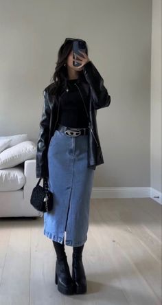 Everyday Fashion Outfits, Leather Jacket Outfits, Casual Day Outfits, Quick Outfits, Stylish Dress Book, Easy Trendy Outfits, Modest Fashion Outfits, Moda Vintage