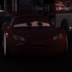 the character cars from disney pixama are shown in front of a fire truck