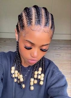 Cornrows Added Hair, Cornrows On Women, Cornrows With Hair Out, Cornrows For Girls Black, 6 Cornrow Hairstyles, Cornrow For Natural Hair, Cornrows Braids For Natural Hair, Cornrows Natural Hair With Beads, Cornrow Hairstyles Beads