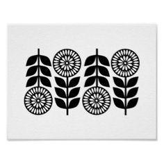 three black and white flowers on a white background with the words nordic black and white florals