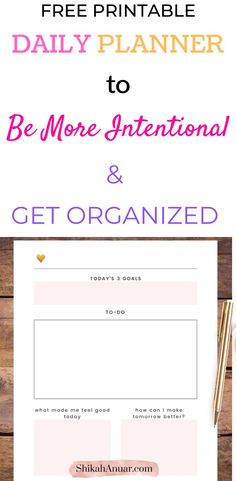 the free printable daily planner to be more international and get organized with text overlay