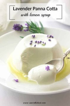 two scoops of ice cream sit on a plate with lavender sprinkles