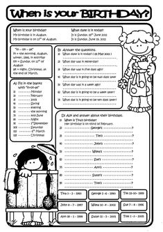 the birth day worksheet for children to learn how to write and read it