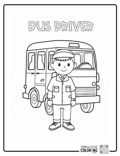 a bus driver is standing in front of a bus with the words bus driver on it