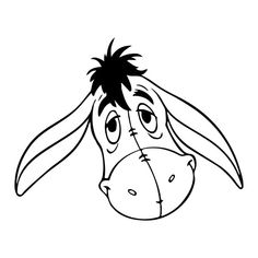 the donkey from winnie the pooh is shown in this black and white drawing by person