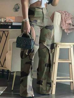 Cheap Camouflage Wide Leg Pants, Stacked Cargo Pants Women, Cheap Trendy Camouflage Jeans, Cheap Stretch Camouflage Bottoms, Cheap Full Length Camouflage Cargo Pants, Cheap Camouflage Cargo Pants For Spring, Cow Print Stuff Pants, Karol G Leather Pants, Trendy Camouflage Jeans