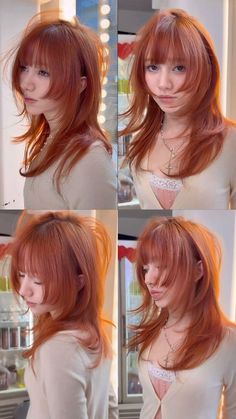 Haircut For Ginger Hair, Shoujo Haircut, Disconnected Layers Haircut, Haircuts For Thick Medium Length Hair, Falco Haircut, Hachi Haircut, Animated Hairstyles, Hime Cut Wavy Hair, Layered Hime Haircut