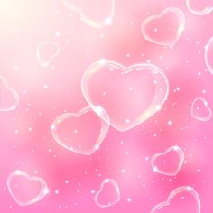 soap bubbles in the shape of hearts on a pink background with stars and sparkles royalty illustration