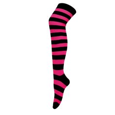 Striped Patterned Socks (Thigh High) Hot Pink and Black Pink Stretch Thigh-high Stockings, Pink Thigh High Tights, Pink Thigh High Hosiery For Winter, Pink Socks For Stocking Stuffers, Trendy Pink Thigh High Hosiery, Trendy Pink Thigh-high Hosiery, Trendy Pink Thigh High Socks, Trendy Thigh High Pink Socks, Casual Pink Thigh-high Legwear