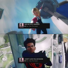 two different views of the same character from spider - man into the spider - verse