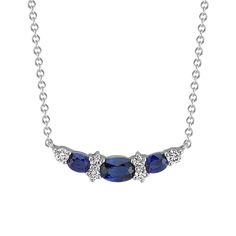 Shop the Oval Natural Sapphire and Round Natural Diamond Necklace (18 in) from Shane Co. Enjoy free 2-day shipping and returns on all orders. Oval Sapphire Diamond Necklace, Classic Sapphire Diamond Necklace With Brilliant Cut, Classic Sapphire Gemstone Diamond Necklace, Classic Round Sapphire Diamond Necklace, Classic Diamond Necklace With Sapphire, Sapphire Jewelry With Single Cut Diamonds And Oval Shape, Oval Sapphire Jewelry With Single Cut Diamonds, Anniversary Sapphire Necklace With Single Cut Diamonds, Classic Sapphire Diamond Necklace