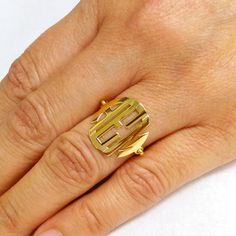 ***Orders submitted by December 18, 2017  will receive FREE SHIPPING UPGRADE for a Christmas DeliveryOrders submitted by December 15 are Guaranteed for Christmas Delivery.This Personalized monogram Ring is 0.75  inch wide, made of solid 14k yellow gold. The ring can be made with the initials of your choice. Please use the note section available at checkout to let us know the Initials you would like personalized, a fun ring that's great for every day wear with a sophisticated look. Makes a great Brides Mate, Script Necklace, Raw Crystal Ring, Monogram Ring, Electroformed Jewelry, Gold Name Necklace, Wire Ring, Photo Pendant, Aquamarine Crystal