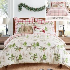 The Sleigh Bells Comforter Set by Villa Lugano for Levtex Home is a calming holiday feeling. Offered in red, green and white, this design will immediately transform your bedroom. Made with a soft, luxurious cotton, this comforter set features a festive, winter holiday . It has a red, green and white on the front and a red and white plaid on the reverse. It is filled with a hypoallergenic 100% polyester filler. The Sleigh Bells Comforter Set is machine washable and enjoy this for years to come! Duvet Comforter Sets, Sleigh Bedroom Set, Twin Comforter Sets, Sleigh Bells, Christmas Bedding, Deer Christmas, Sleigh Bell, Twin Comforter, Bed Couch