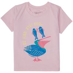 evo.com | Patagonia T-Shirts > Rib Knit Trim at Neckline and Cuffs 4.4oz 100% Regenerative Organic Certified™ Cotton Jersey Regular Fit Neither slim nor oversized. Revised Fit From Previous Graphic Tee Fair Trade Certified™ Sewn | Kid's Patagonia Graphic T-Shirt Infants' 2024 - 3M-6M Pink | Cotton Relaxed Fit Graphic Print T-shirt For Playwear, Pink Graphic T-shirt For Playwear, Pink Graphic Print T-shirt For Playwear, Casual Patagonia Tops With Graphic Print, Patagonia Graphic Cotton Tee, Patagonia Cotton Graphic Tee, Patagonia Casual Graphic Print T-shirt, Patagonia Short Sleeve Tops For Summer, Patagonia Summer Tops With Short Sleeves