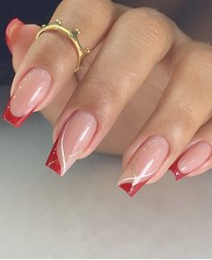 Red Acrylic Nails, Her Nails, White Nail, Acrylic Nails Coffin Short, Short Acrylic Nails Designs, Xmas Nails, Chic Nails, Short Acrylic Nails, Nail Arts