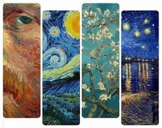 four different styles of art paintings with the same painting style as each one, all painted in different colors